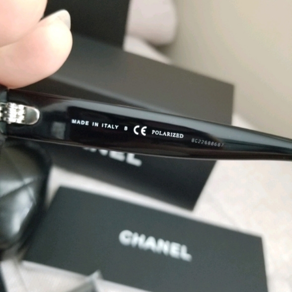 Chanel Square Sunglasses, Polarized Lenses, Black - Picture 6 of 8